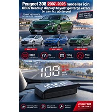 Bowie Peugeot 308 2007-2026 modeller için OBD2 head up display hayalet gösterge ekranı ön cam hız göstergesi