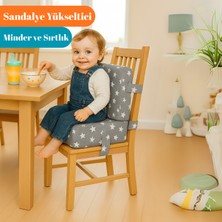 Yatella Bebekler ve Çocuklar Için Sandalye Yükseltici Mama Sandalyesi Minderi Gri Yıldız