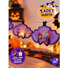 Filkorium3D Sevimli Yarasa Halloween Dekorasyonu 17 cm – Cadılar Bayramı Dekoru – LED Mumluk ve Asılabilir Süs