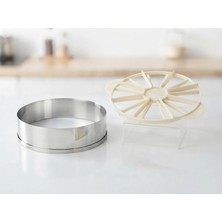 Artizan Mutfak Tabanlı Cheesecake Çemberi Kalıbı 20 cm (H:6 Cm) + Çift Yönlü Pasta Dilimleyici Bölücü 26 cm (8 / 12 Dilim) Seti
