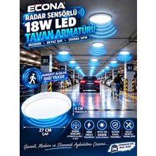 Kartek 5 Adet Radar Sensörlü Modern Sıva Üstü Tavan Armatürü 18W Ledli - Yüksek LÜMEN,27CM Akıllı Aydınlatma,aydınlatma Glop Armatürü LED Avize Aplik Balkon Banyo Koridor Lambası LED (Beyaz)