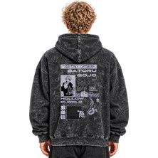 Sevbano Gojo Satoru Jujutsu Kaisen Anime Baskılı Unisex Oversize Yıkamalı Hoodie Sweatshirt
