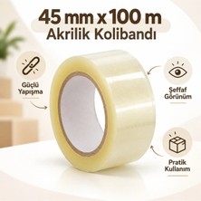 45 mm x 100 M Şeffaf Akrilik Kolibandı 10'lu