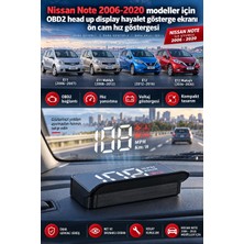 Bowie Nissan Note 2006-2020 modeller için OBD2 head up display hayalet gösterge ekranı ön cam hız göstergesi