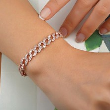 Alyans Model Rose Gold Işıltılı Gurmet Zincir Bileklik