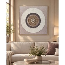 Gold Çerçeveli Mandala Desenli Kanvas Tablo – Bej Modern Duvar Dekoru