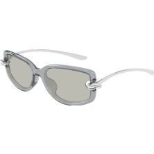 Bottega Veneta BV1440SA 004 Grey Silver Knot Rectangle Güneş Gözlüğü