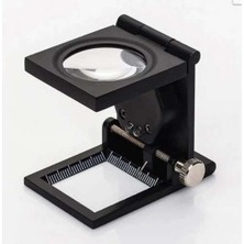 28X28 mm Katlanır Sayaçlı Metal Lüp, 2 LED Işıklı Büyüteç Tekstil TH9005A