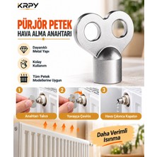 Krpy Pürjör Petek Hava Alma Anahtarı – Kalorifer Radyatör Purjör Anahtarı, Dayanıklı Metal Petek Hava Alma Aparatı, Kolay Kullanım, Tüm Petek Modellerine Uygun