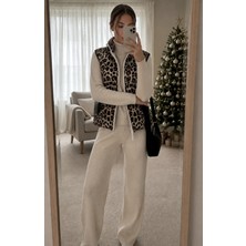 Very Moda Leopar Desenli Kapitone Yelek | VMF1785