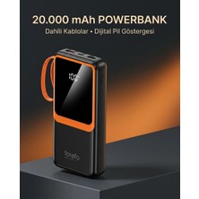 Hace Bazaar Telefon ve Mobil Cihaz Uyumlu 20000 Mah Powerbank Dahili Kablolu Dijital Göstergeli -Hcb