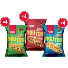Züber Noutos Nohut Cipsi Atıştırmalık Deneme Paketi 55g x 12 Adet (Kajun, Chili, Ege Baharatlı)