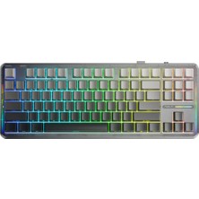 Aula F87 Pro Mekanik Rgb Tkl Graywood V4 Switch Kablosuz Makrolu Hot Swap Klavye Gradyan Gri