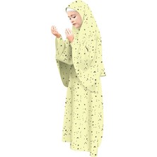 Oulabi Mir Kız Çocuk Namaz Elbisesi Yıldız Desenli Uzun Başörtülü