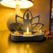 Brf Store Legiongaming Lotus Buda Mumluk – 3D Baskı Dekoratif Tealight Mumluk-Gri
