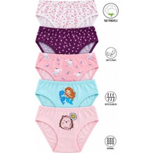 Özkan 41603 5'li Paket Kız Çocuk Karışık Renkli Desenli Pamuklu Yumuşak Slip Külot