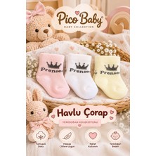 Pico Baby 3'lü Yenidoğan Bebek Prenses Desenli Havlu Çorap