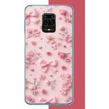 Aksesuarist Redmi Note 9 Pro-9s Uyumlu Pembe Fiyonk Gül.jpeg Baskılı Silikon Kılıf
