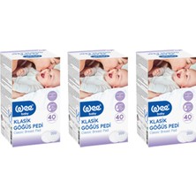 Wee Baby Göğüs Pedi 40 x 3  Adet Hızlı Emicilik ve Yumuşak İç Yüzey ile Cilt Tahrişini Önler