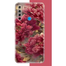 Aksesuarist Redmi Note 8 Uyumlu Kırmızı Çiçek Baskılı Silikon Kılıf