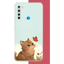 Aksesuarist Redmi Note 8 Uyumlu Minik Kedi Baskılı Silikon Kılıf