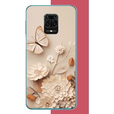 Aksesuarist Redmi Note 9 Pro-9s Uyumlu Duvardaki Kelebek Baskılı Silikon Kılıf