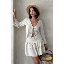 Very Moda Dantel Detaylı Önden Bağlamalı Ceket - | F1946