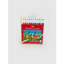 Faber-Castell 12'li Keçeli Boya Kalemi Renkli Plastik Kapaklı Çocuklar İçin Eğlenceli Set