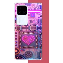 Aksesuarist Vivo V30 Uyumlu Cyberpunk Neon Baskılı Silikon Kılıf