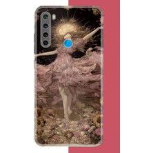 Aksesuarist Redmi Note 8 Uyumlu Pembe Elbiseli Kadın Baskılı Silikon Kılıf