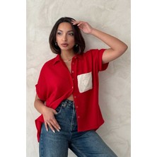 Very Moda Aplik Cepli Keten Gömlek | D2360
