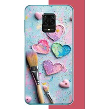 Aksesuarist Redmi Note 9 Pro-9s Uyumlu Renkli Tuval Baskılı Silikon Kılıf