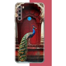 Aksesuarist Redmi Note 8 Uyumlu Su Kenarındaki Tavus Kuşu Baskılı Silikon Kılıf