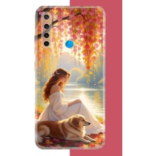 Aksesuarist Redmi Note 8 Uyumlu Kadın ve Köpek Baskılı Silikon Kılıf