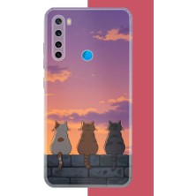 Aksesuarist Redmi Note 8 Uyumlu Duvardaki Kediler Baskılı Silikon Kılıf