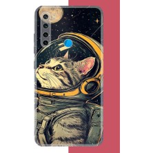 Aksesuarist Redmi Note 8 Uyumlu Astronot Kedi Baskılı Silikon Kılıf
