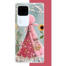 Aksesuarist Vivo V30 Uyumlu Pembe Elbiseli Kız Baskılı Silikon Kılıf