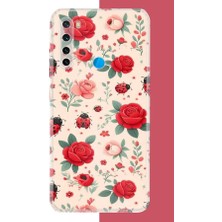 Aksesuarist Redmi Note 8 Uyumlu Uğur Böcek ve Gül Baskılı Silikon Kılıf