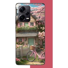 Aksesuarist Redmi Note 12 Pro Plus Uyumlu Pembe Bisiklet Baskılı Silikon Kılıf