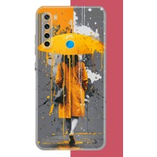Aksesuarist Redmi Note 8 Uyumlu Sarı Şemsiyeli Kadın Baskılı Silikon Kılıf