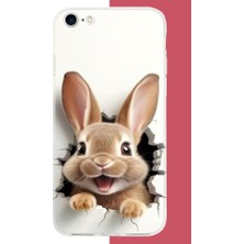 Aksesuarist iPhone 6 - 6s Uyumlu Mutlu Tavşan Baskılı Silikon Kılıf