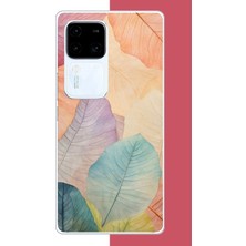 Aksesuarist Vivo V30 Uyumlu Renkli Yaprak Baskılı Silikon Kılıf