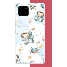 Aksesuarist Vivo V30 Uyumlu Minik Astronot Baskılı Silikon Kılıf