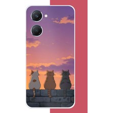 Aksesuarist Vivo Y18 Uyumlu Duvardaki Kediler Baskılı Silikon Kılıf