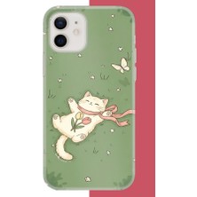 Aksesuarist iPhone 11 Uyumlu Fularlı Kedi Baskılı Silikon Kılıf