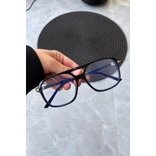 Bappir Unisex Mavi Işık Filtreli Korumalı Bilgisayar Ekran Gözlüğü Şeffaf Dikdörtgen Çerçeve
