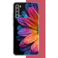 Aksesuarist Redmi Note 8 Uyumlu Gökkuşağı Papatyası Baskılı Silikon Kılıf