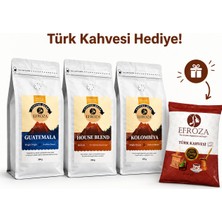Efroza Taze Kavrum 250 Gr'lık House Blend & Guatemala & Kolombiya Üçlüsü - Türk Kahvesi Hediye - Kaliteli Çekirdekler