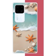 Aksesuarist Vivo V30 Uyumlu Turuncu Deniz Yıldızı Baskılı Silikon Kılıf