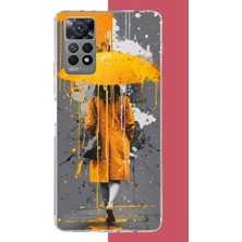 Aksesuarist Redmi Note 12 Pro 4g Uyumlu Sarı Şemsiyeli Kadın Baskılı Silikon Kılıf